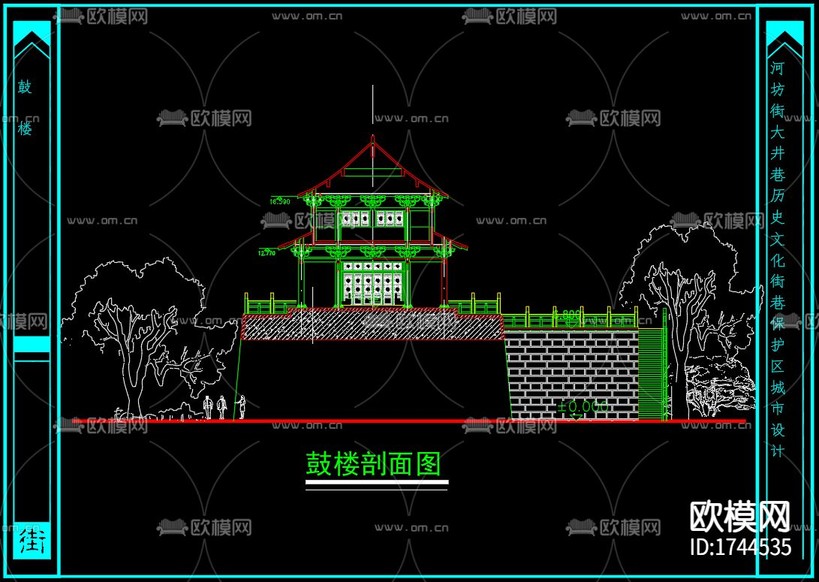 鼓樓cad施工圖下載(渲染圖2)