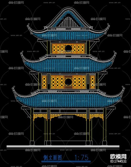 寶輪寺cad施工圖下載(渲染圖4)