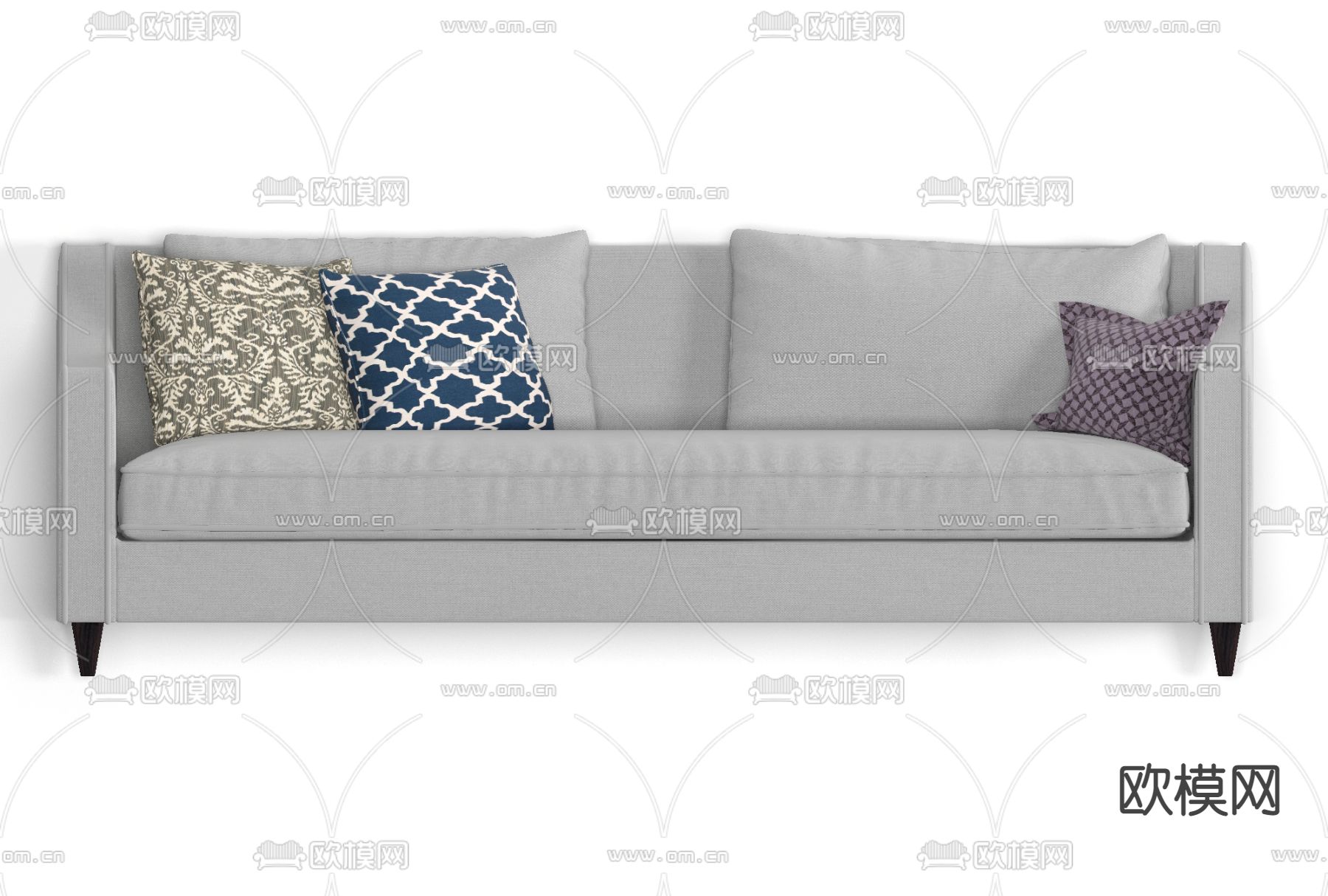 现代布艺双人沙发免费3d模型下载
