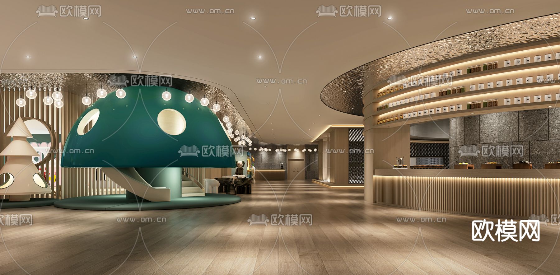 现代洗浴中心休息区3d模型