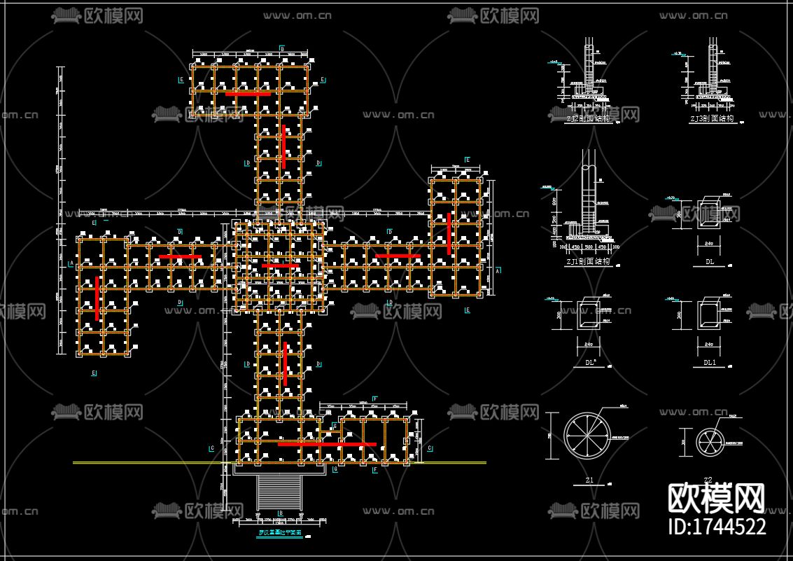 罗汉堂建筑cad施工图下载（渲染图6）