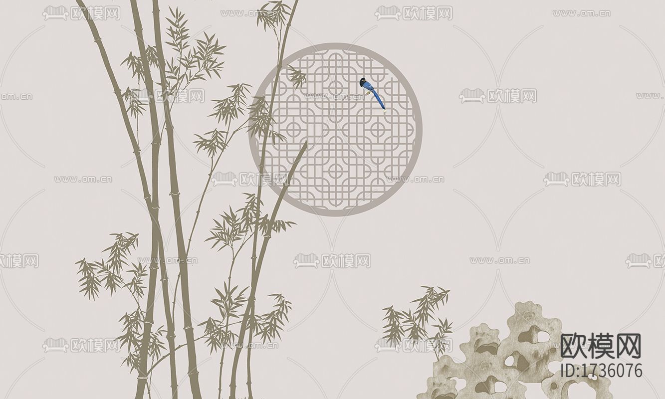 中式竹影壁纸下载（渲染图3）