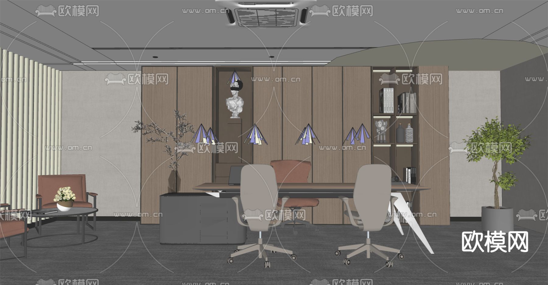 现代办公室su模型下载（渲染图2）