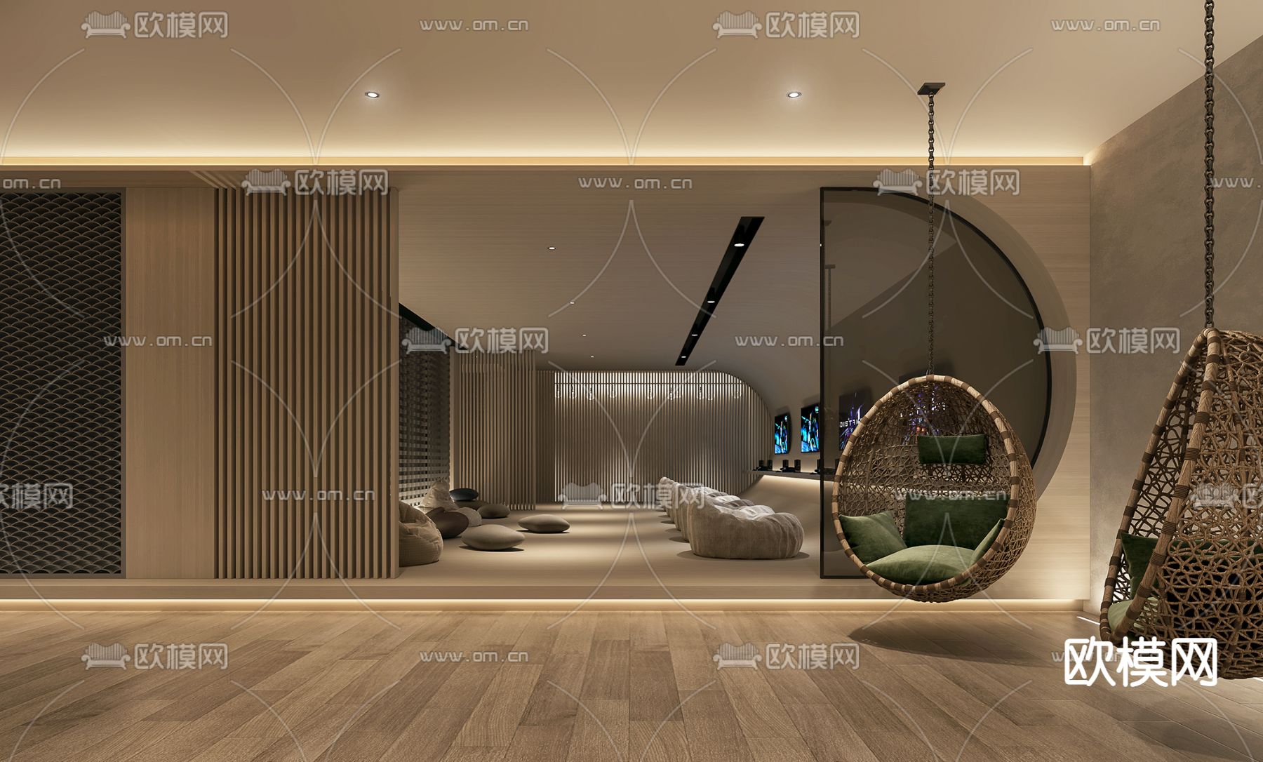 现代洗浴中心休息区3d模型
