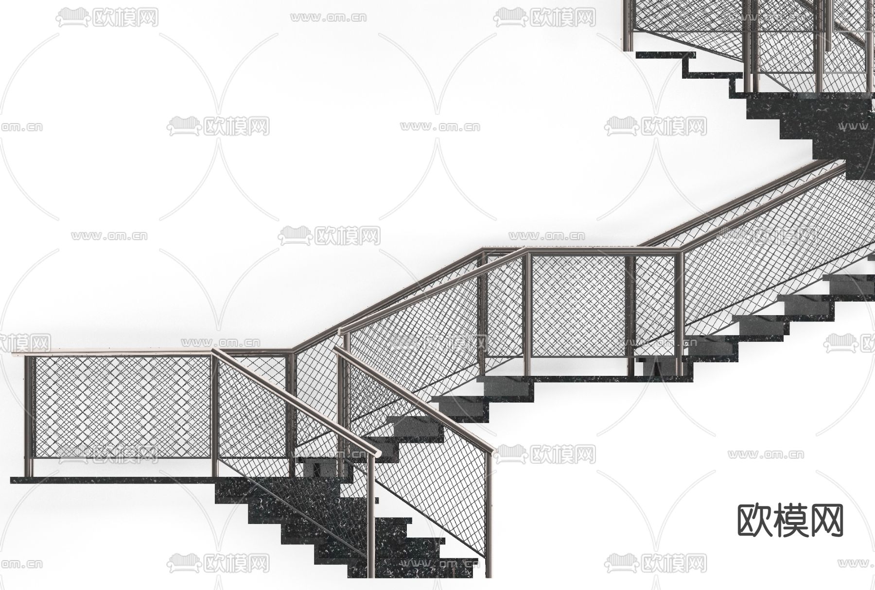 工业风转角楼梯免费3d模型下载