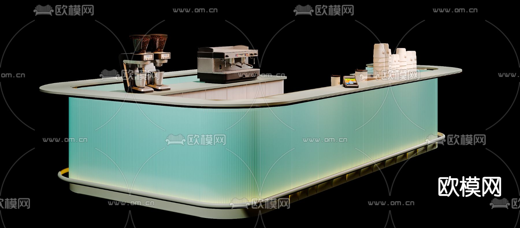 现代咖啡厅吧台3d模型