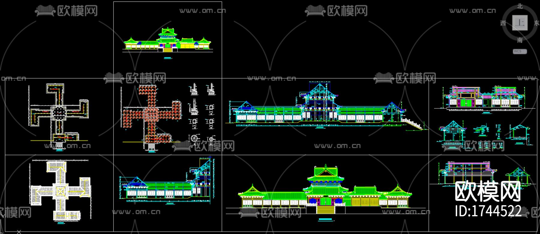 罗汉堂建筑cad施工图下载（渲染图1）