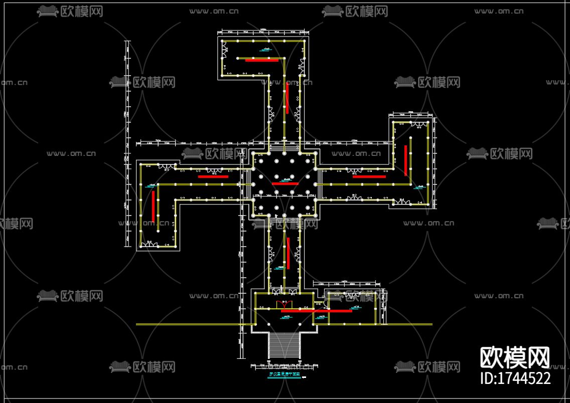 罗汉堂建筑cad施工图下载（渲染图7）