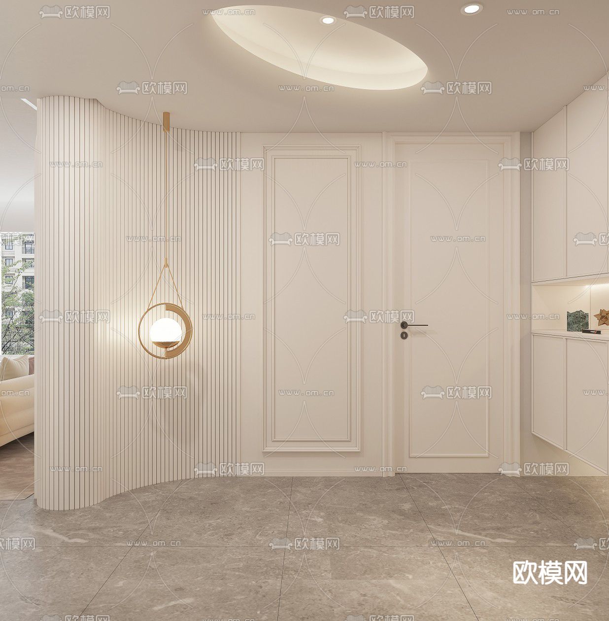 欧式轻奢客餐厅免费3d模型下载（渲染图5）