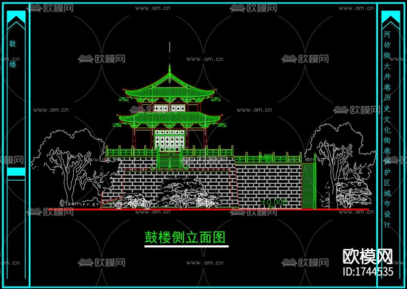 鼓樓cad施工圖下載(渲染圖3)
