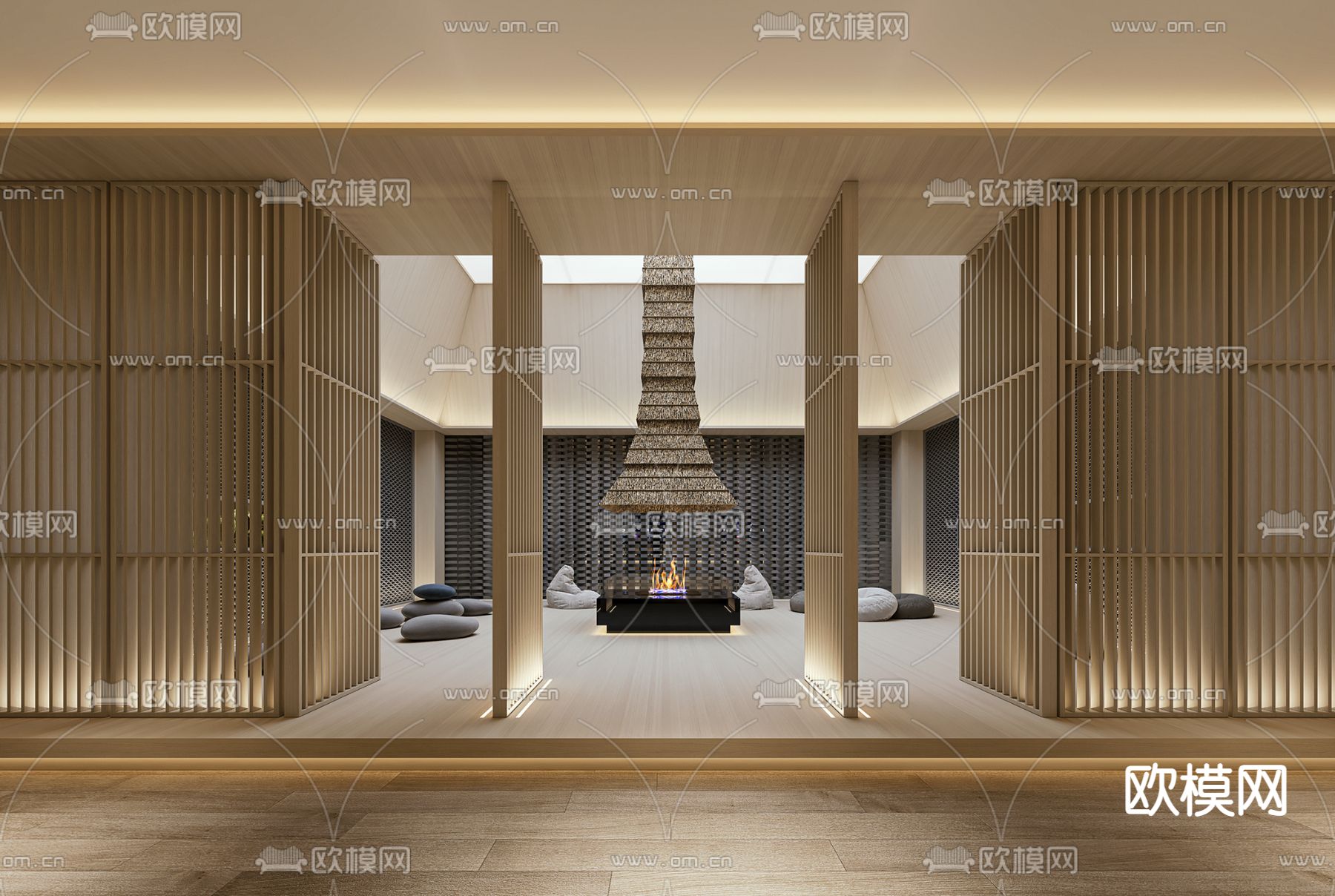 现代洗浴中心休息区3d模型
