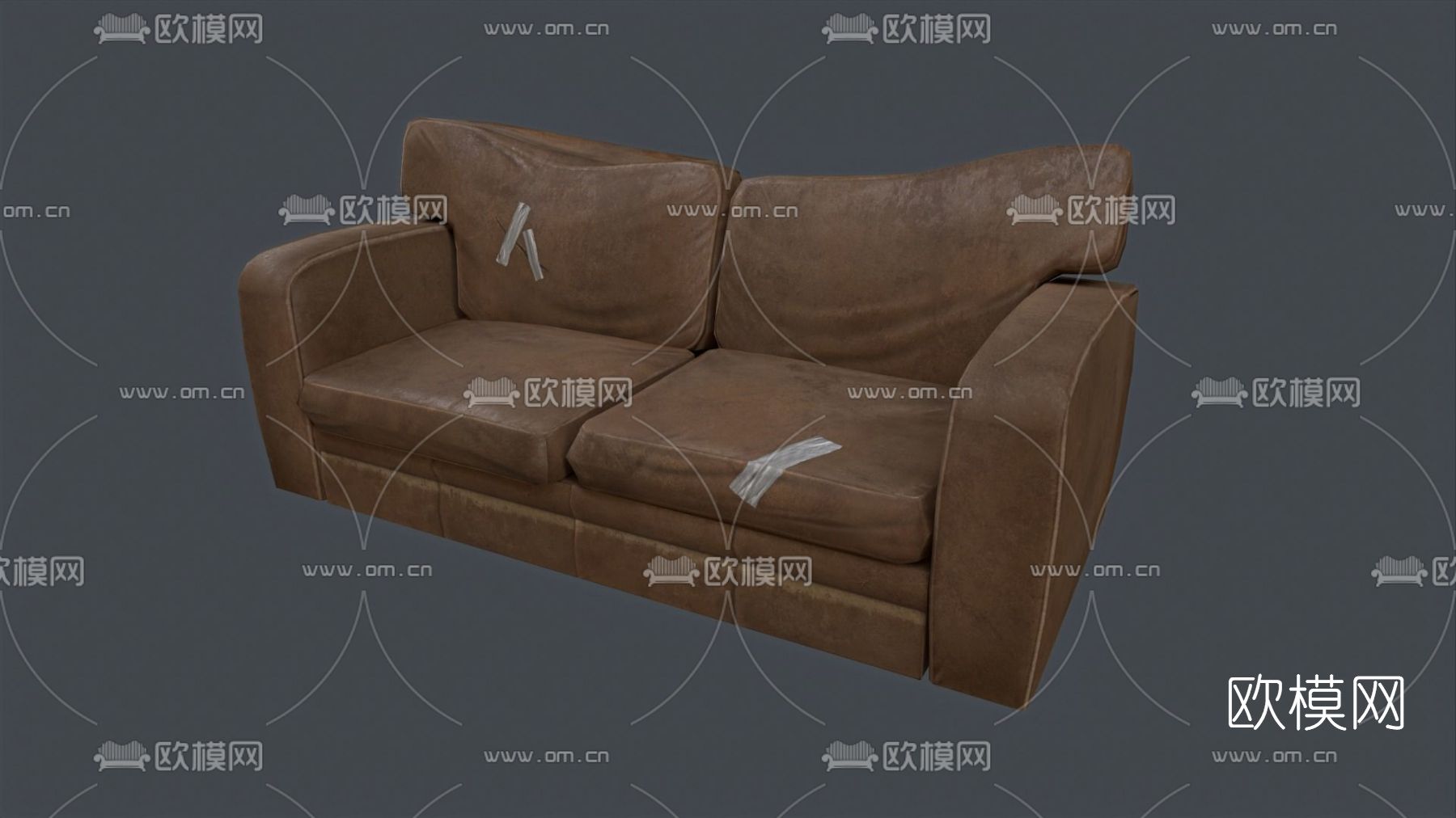 现代皮革双人沙发免费3d模型下载