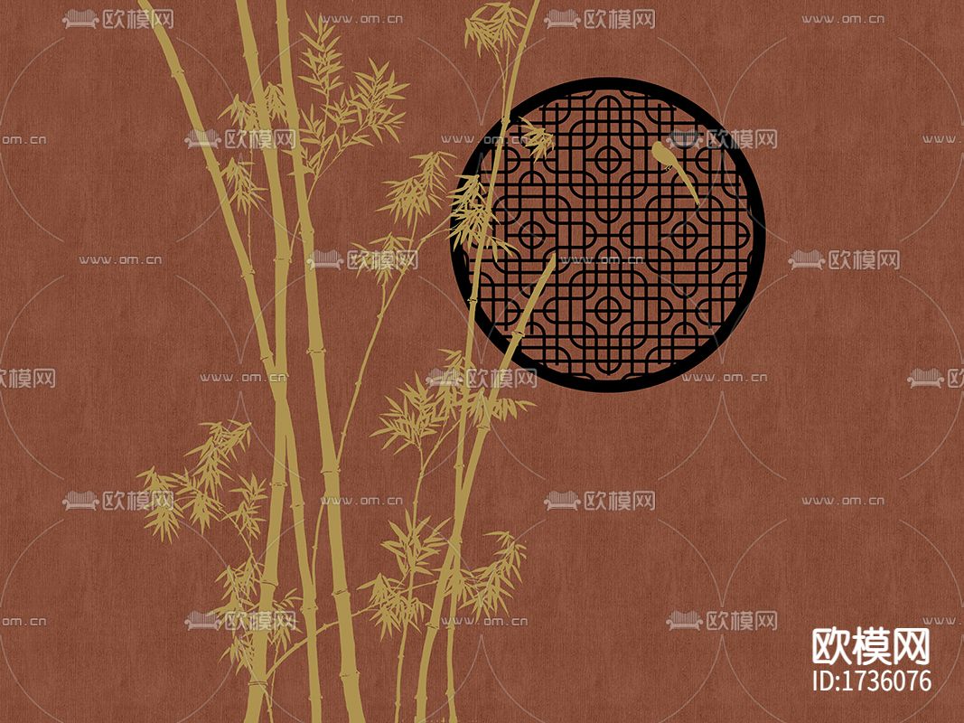 中式竹影壁纸下载（渲染图1）