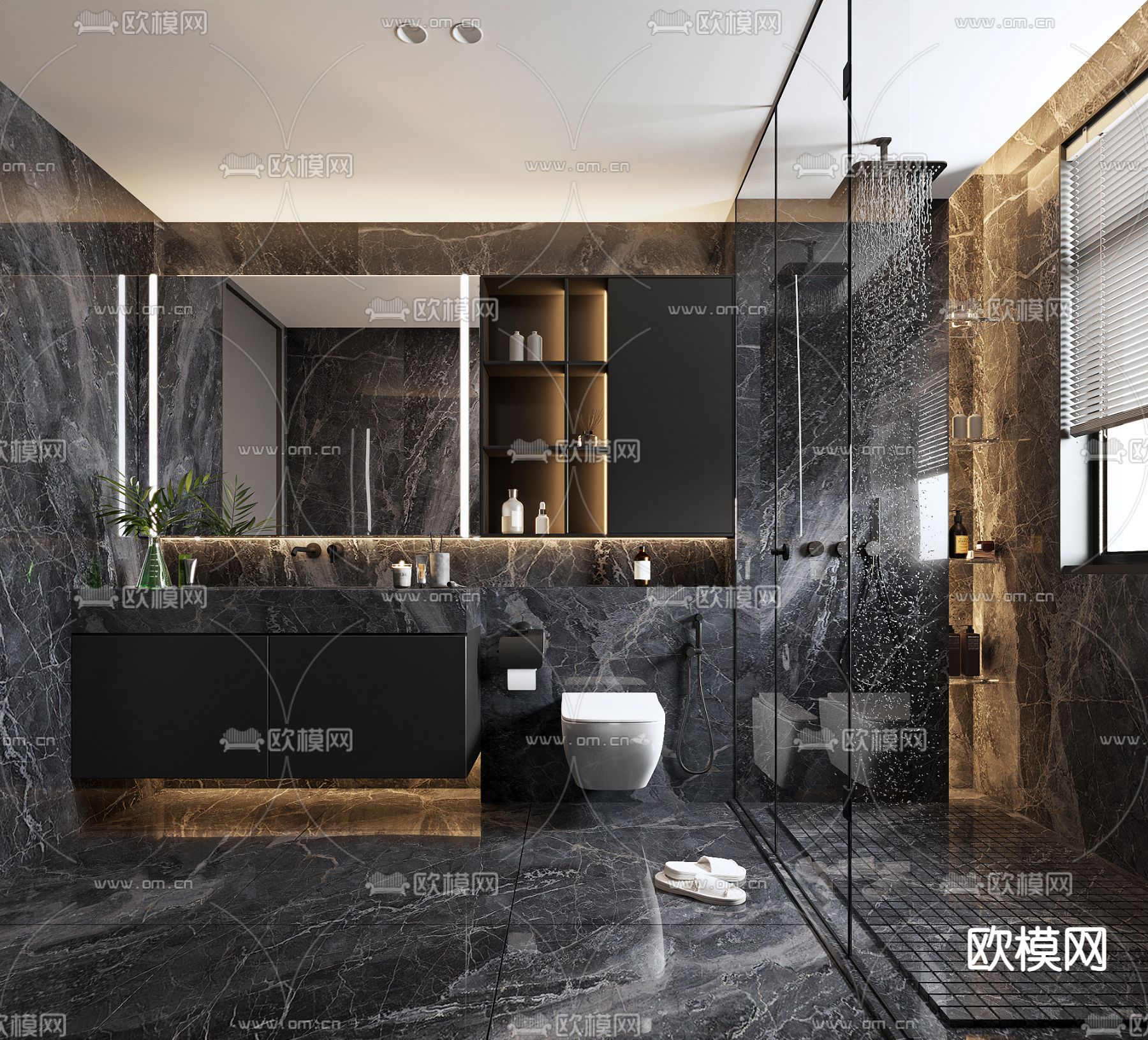 现代卫生间浴室3d模型下载