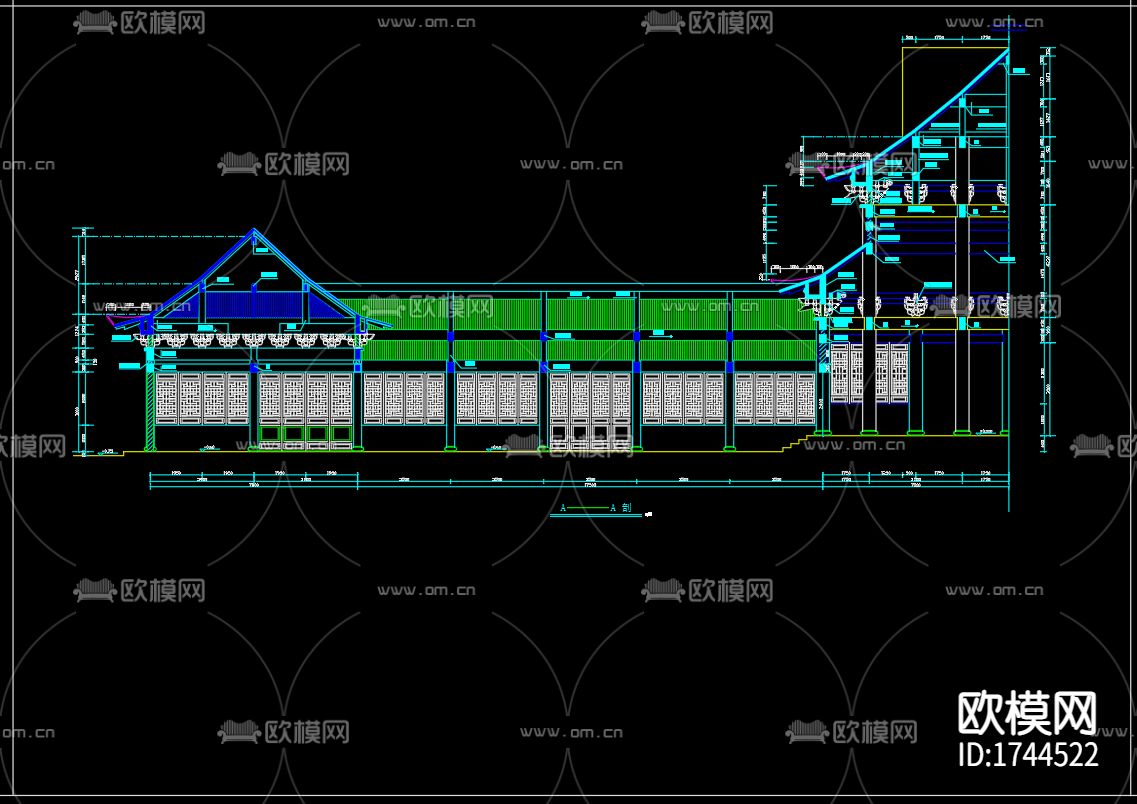 罗汉堂建筑cad施工图下载（渲染图5）