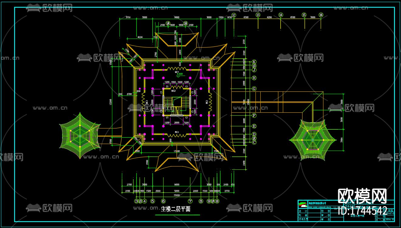 回雁峰回雁阁cad施工图下载（渲染图6）