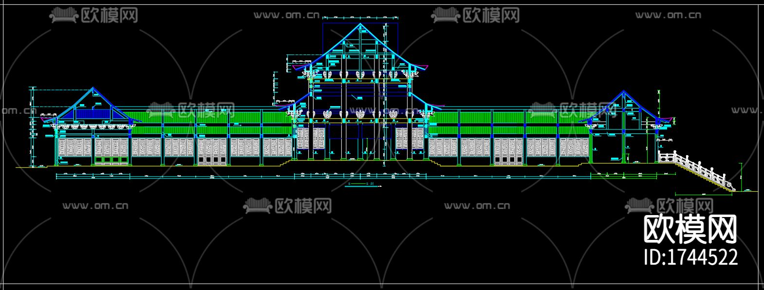 罗汉堂建筑cad施工图下载（渲染图2）