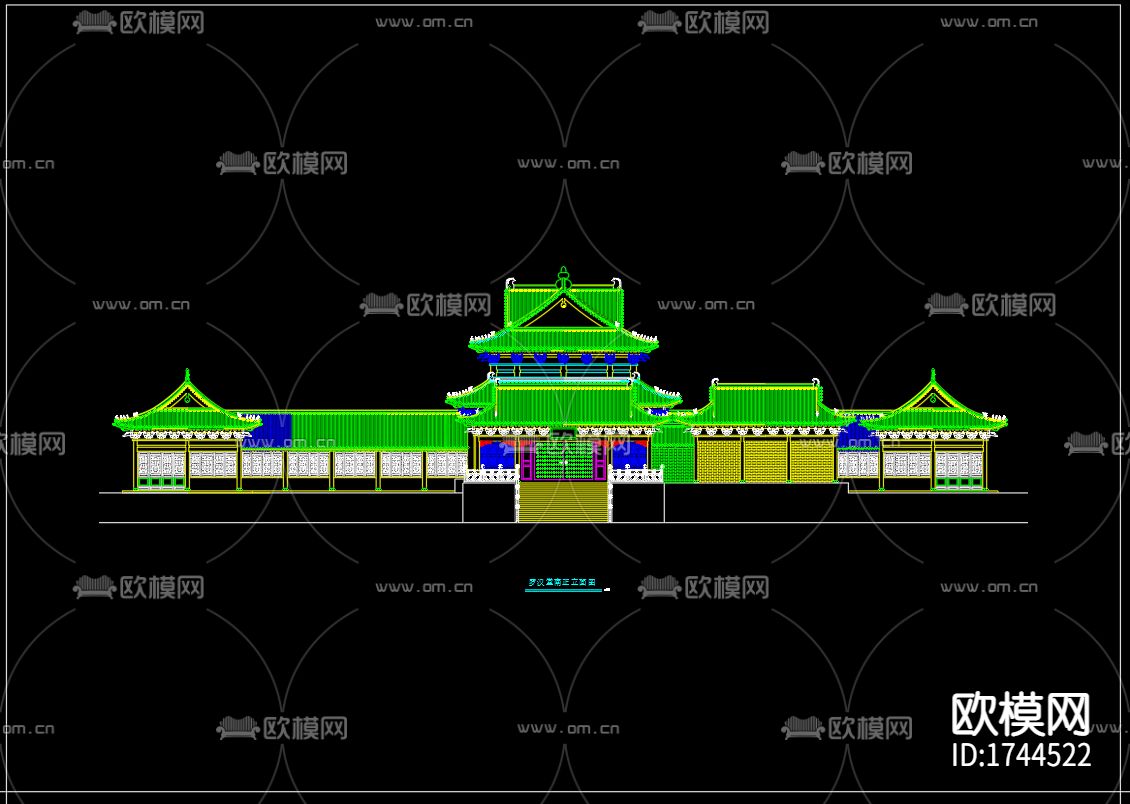 罗汉堂建筑cad施工图下载（渲染图9）