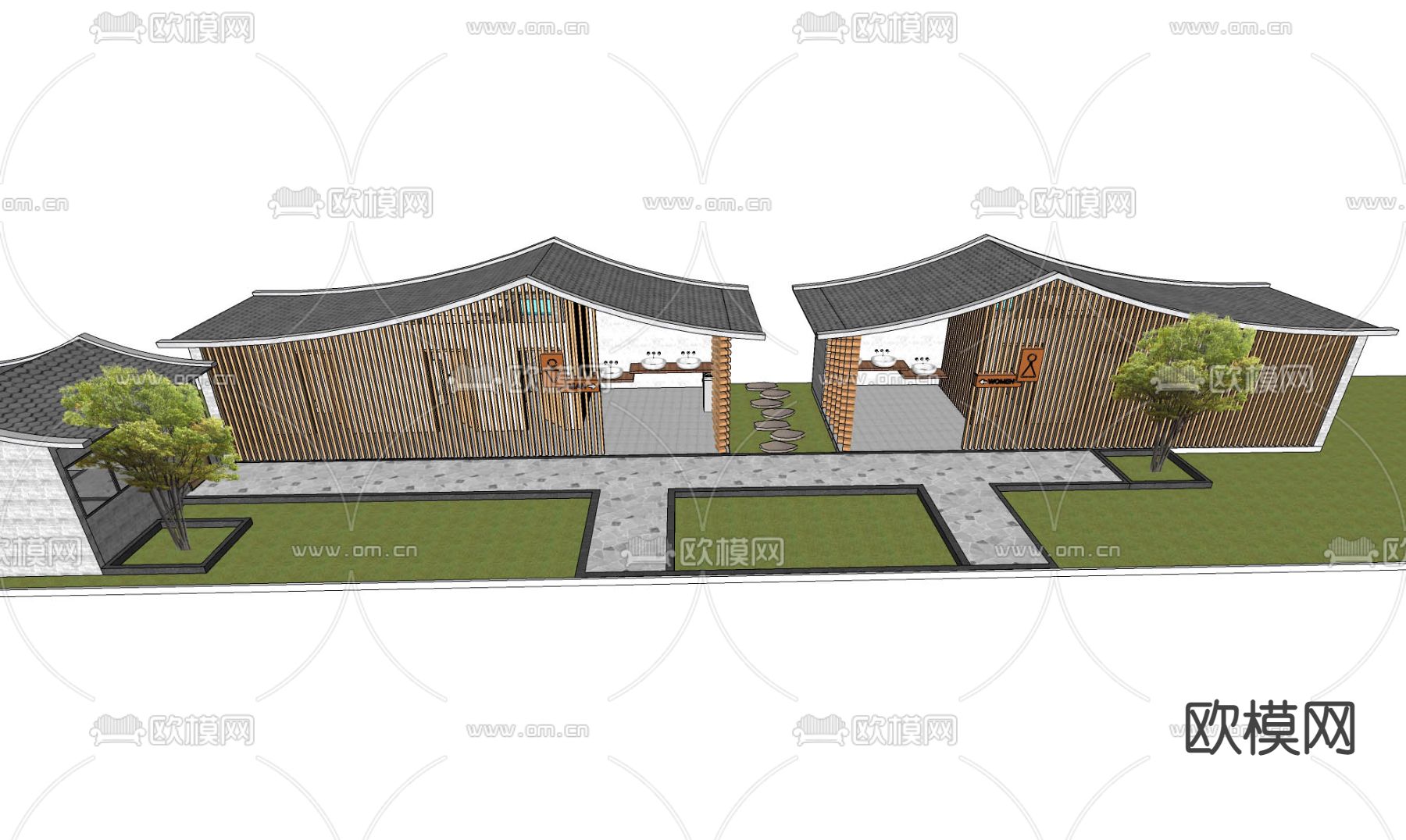 公园生态卫生间厕所su模型下载（渲染图3）