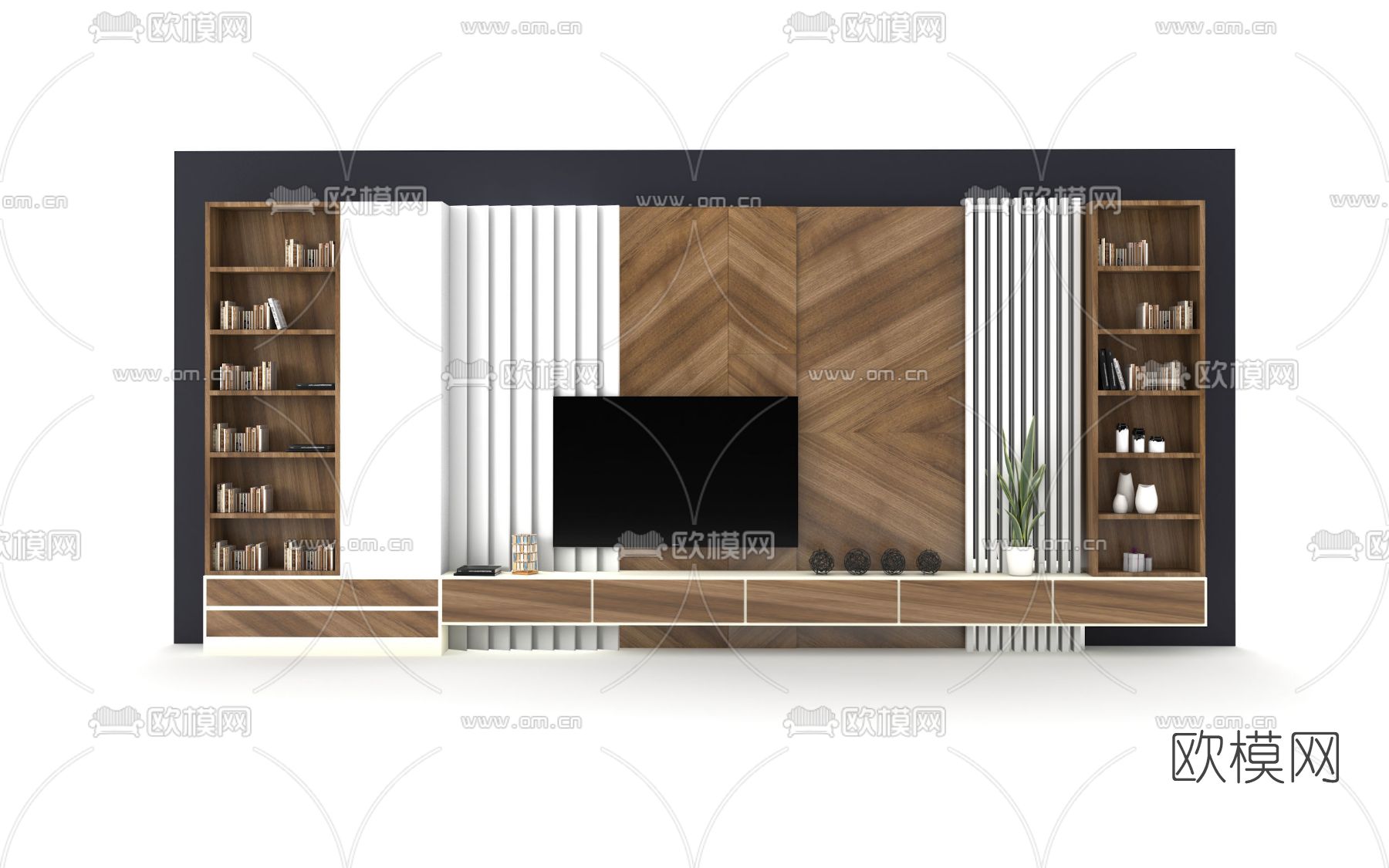 现代电视背景墙免费3d模型下载
