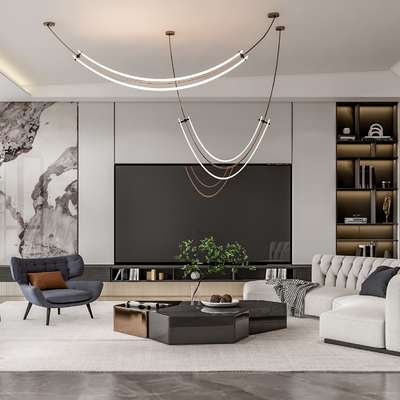 现代布艺沙发组合su模型