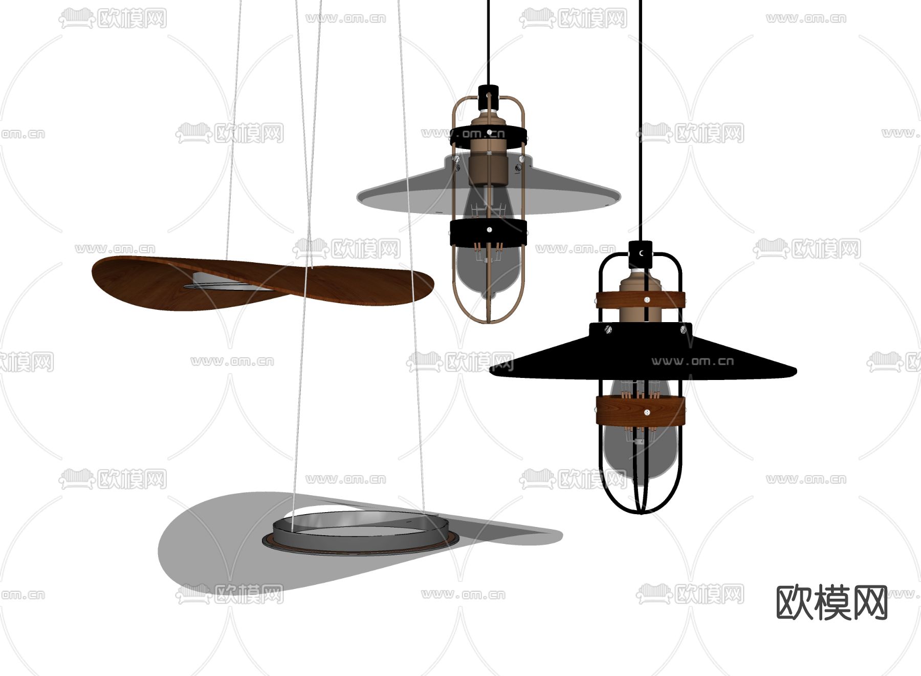 北欧金属吊灯su模型下载（渲染图2）