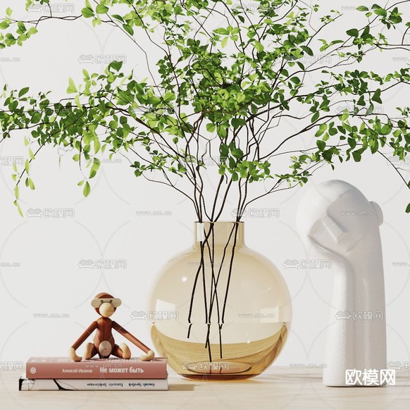 现代绿植花瓶3d模型下载(渲染图2)