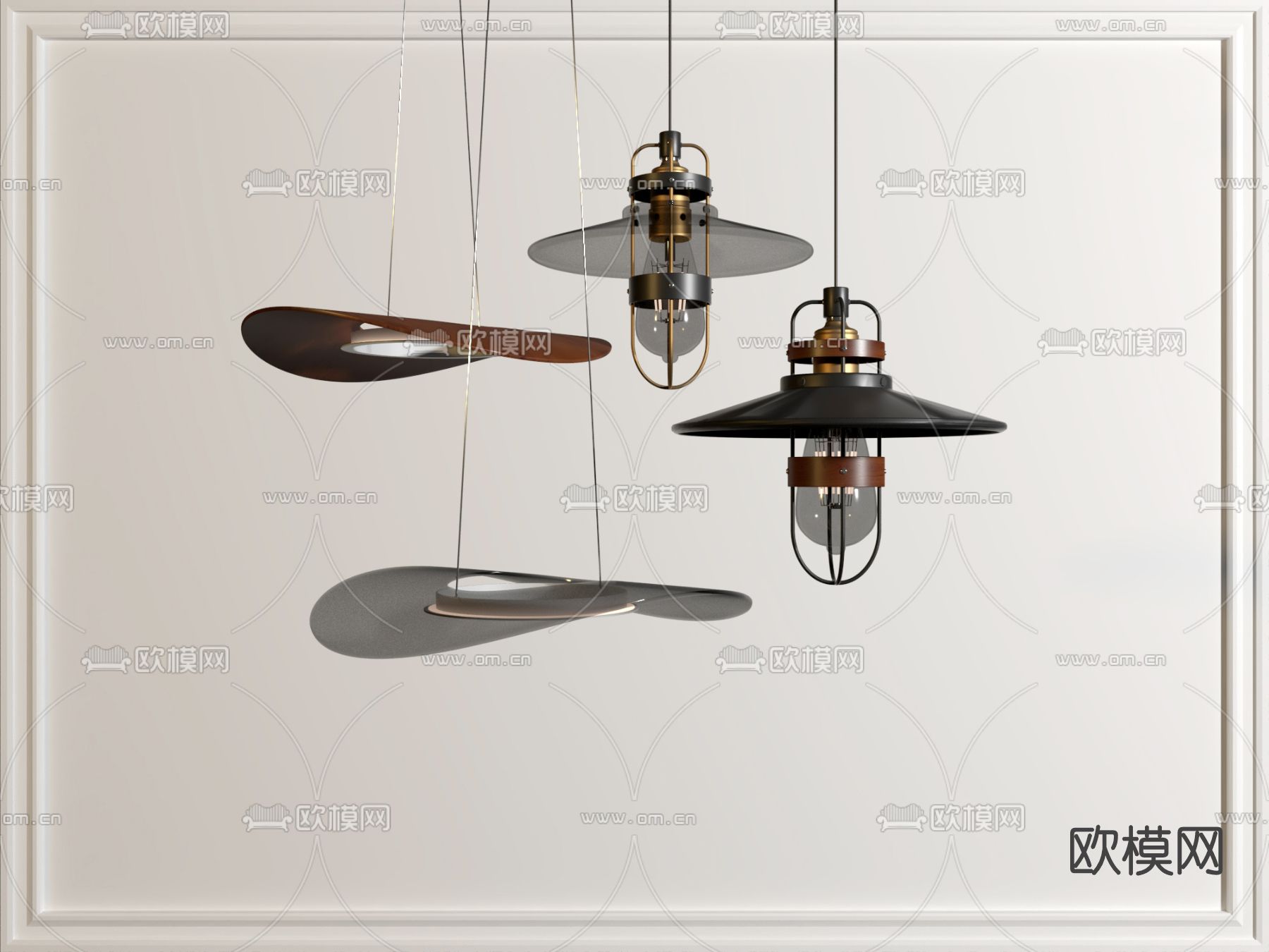 北欧金属吊灯su模型下载（渲染图1）