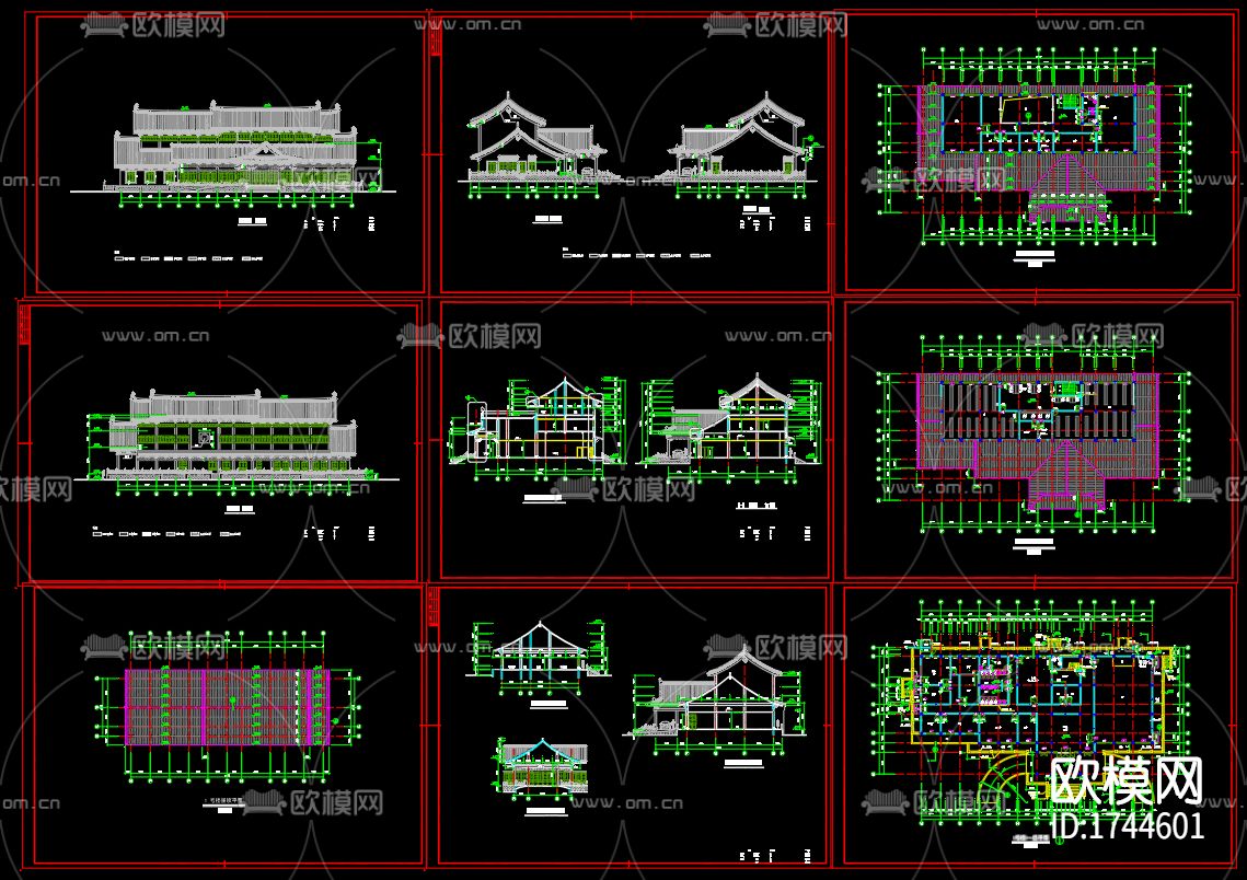 图书馆建筑cad施工图下载（渲染图1）