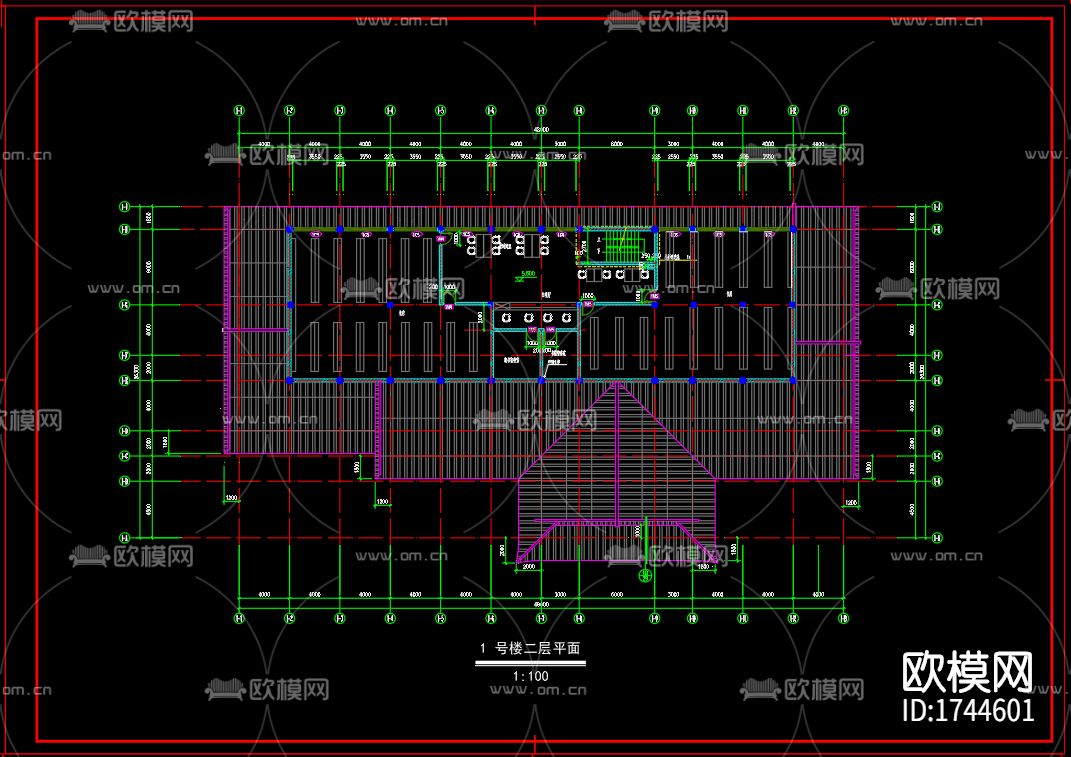 图书馆建筑cad施工图下载（渲染图6）
