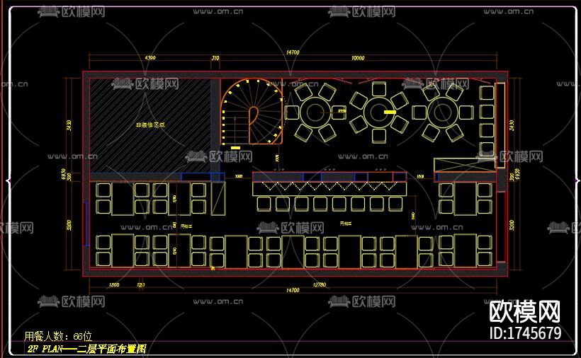 餐厅cad施工图下载（渲染图1）