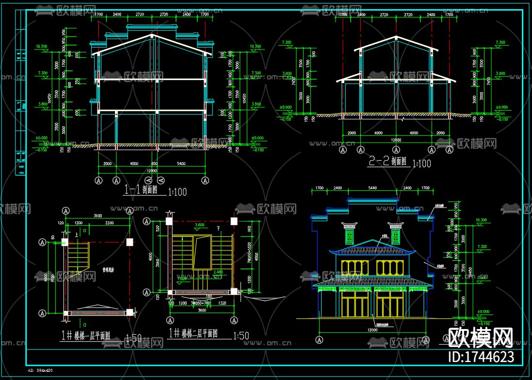古建筑cad施工图下载（渲染图5）
