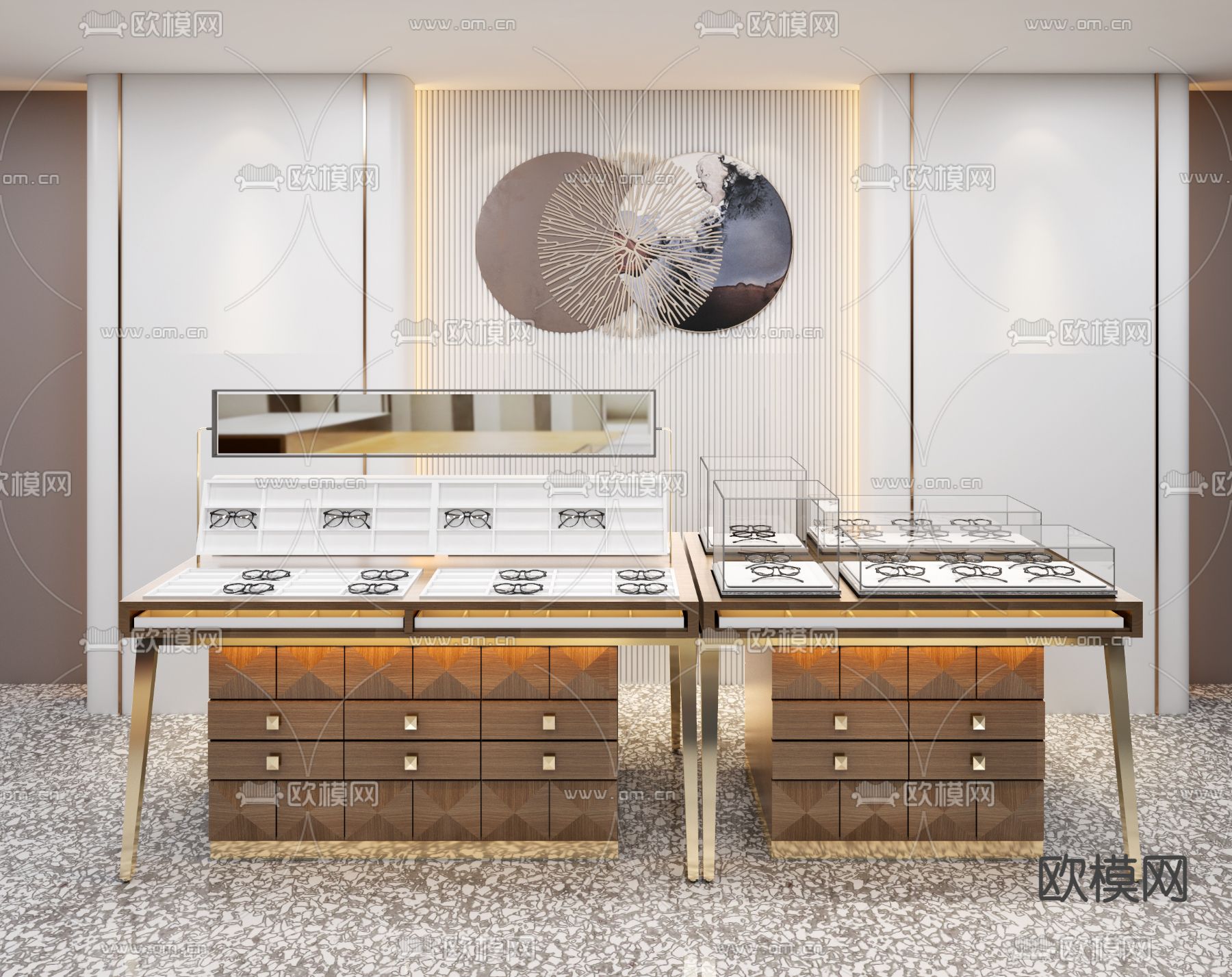 现代眼镜店展示柜3d模型下载