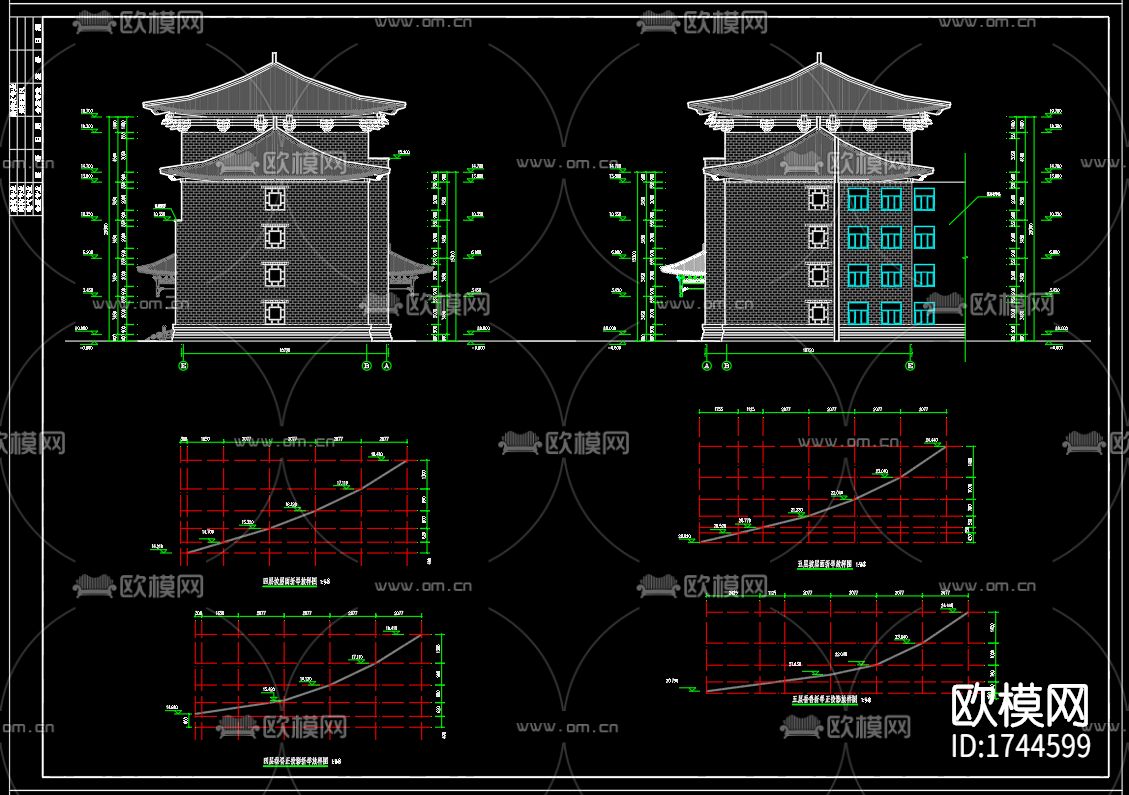 教学楼建筑cad施工图下载（渲染图2）