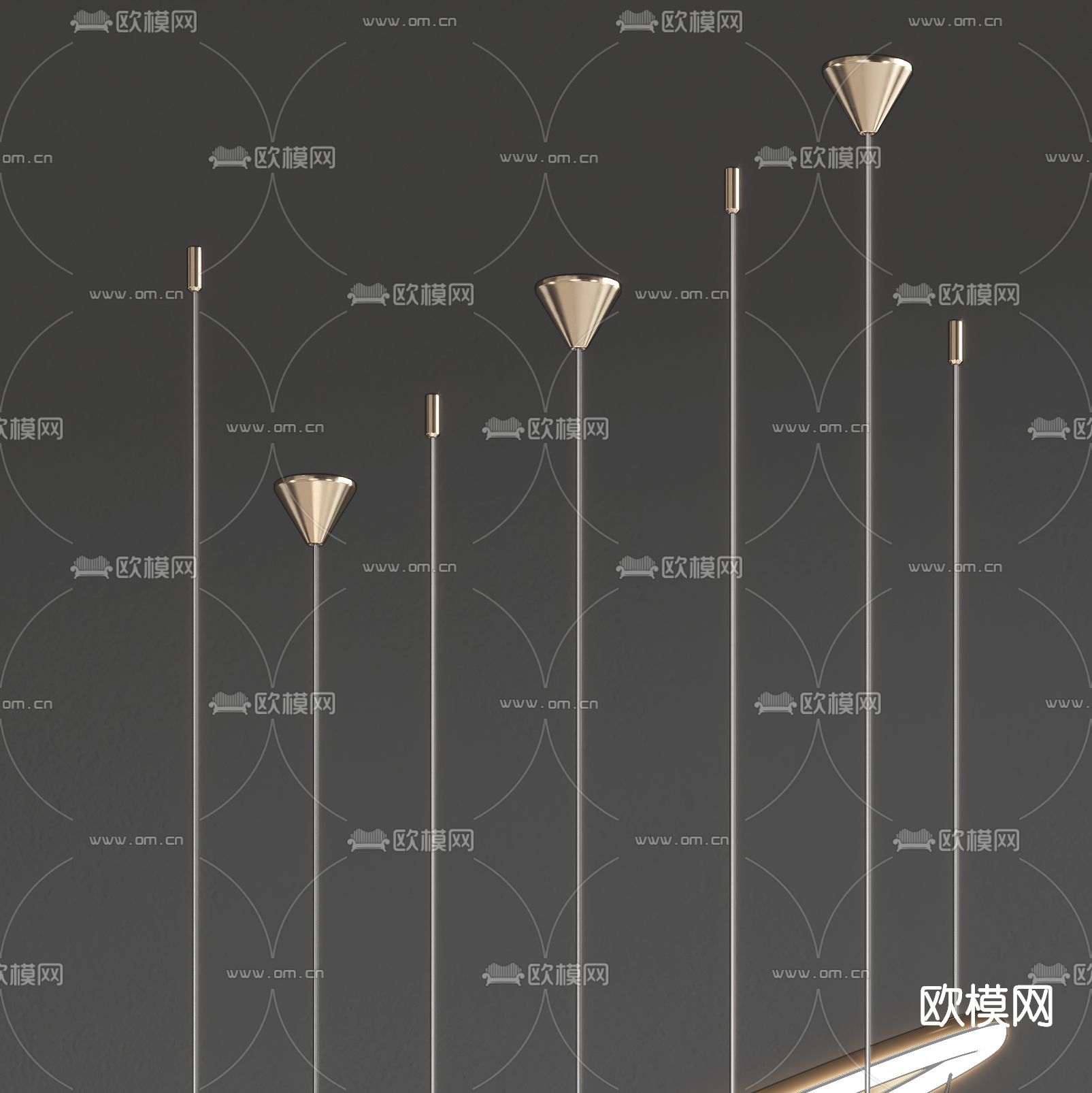 现代轻奢吊灯su模型下载（渲染图2）