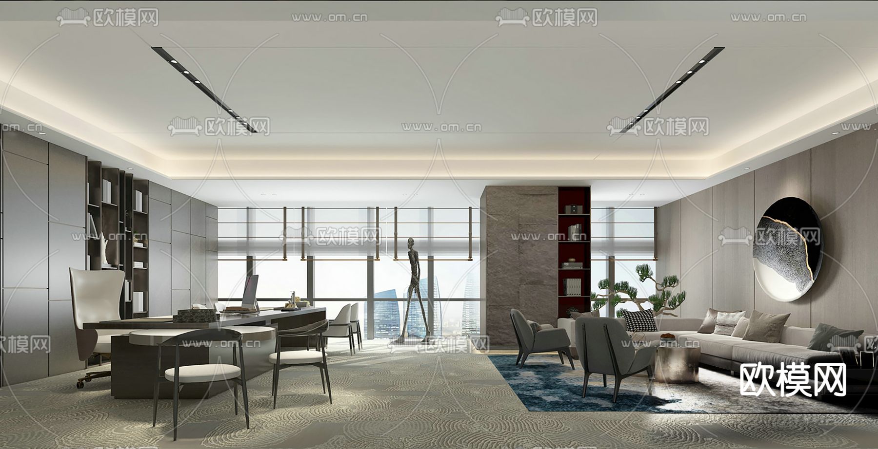 现代办公室免费3d模型下载