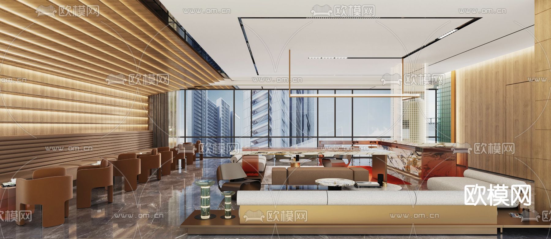 现代轻奢售楼处洽谈区3d模型