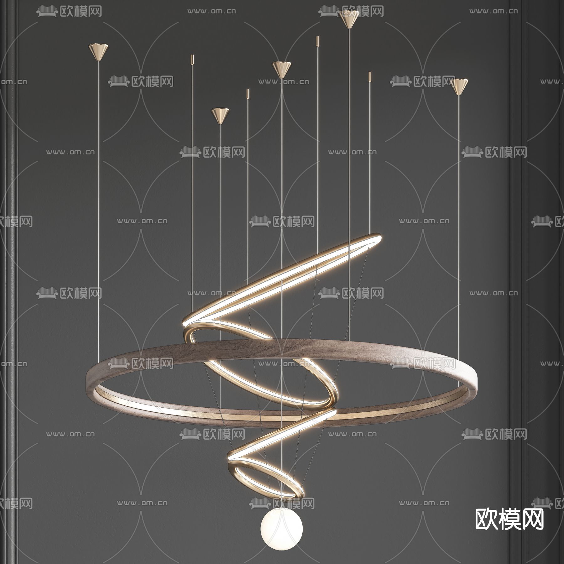 现代轻奢吊灯su模型下载（渲染图1）