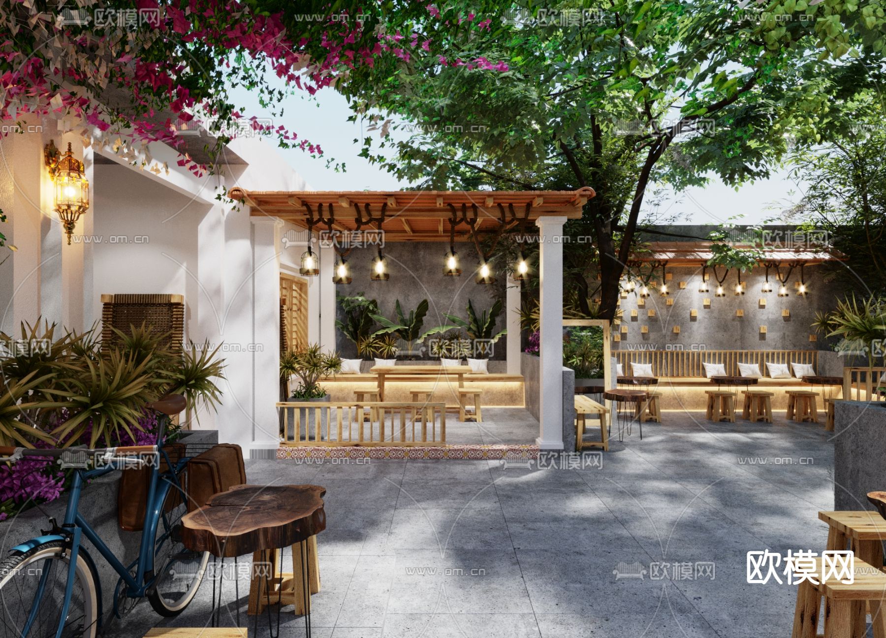 自然风露天咖啡厅3d模型下载（渲染图4）
