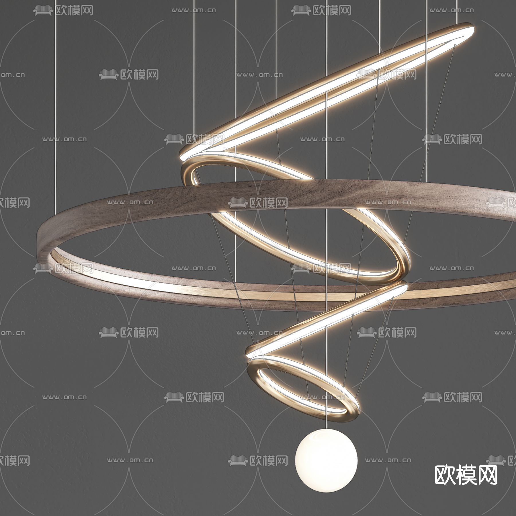 现代轻奢吊灯su模型下载（渲染图4）