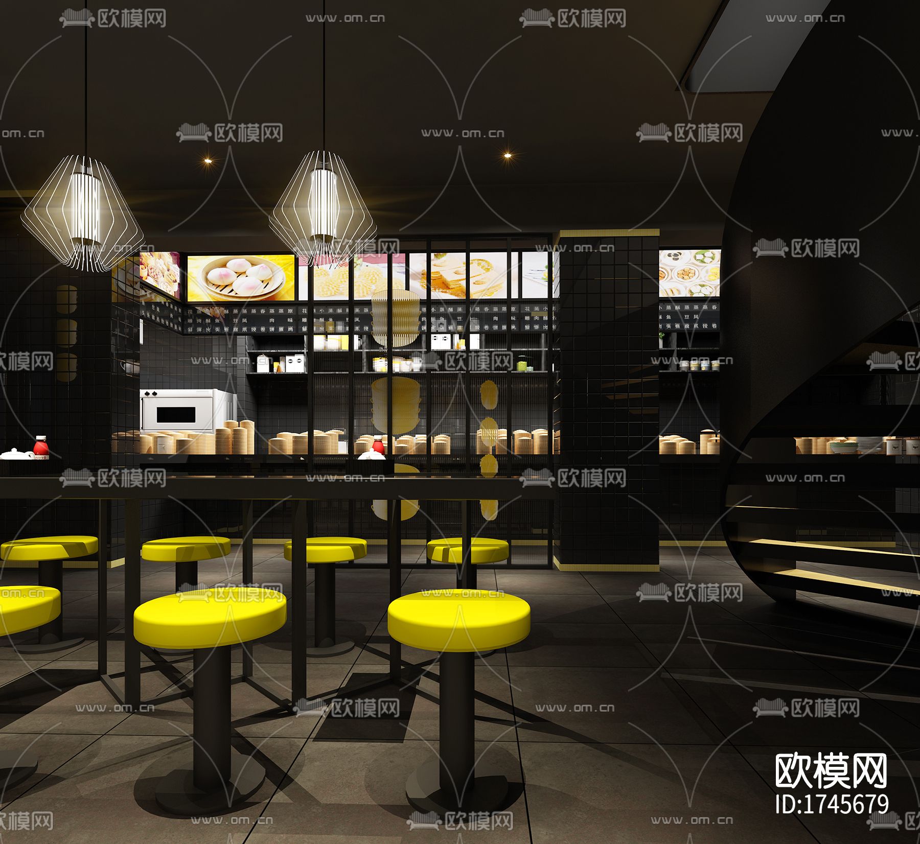 餐厅cad施工图下载（渲染图6）