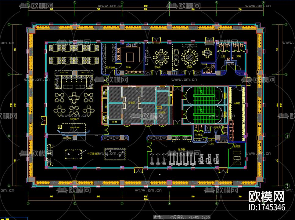 办公室cad施工图下载（渲染图3）