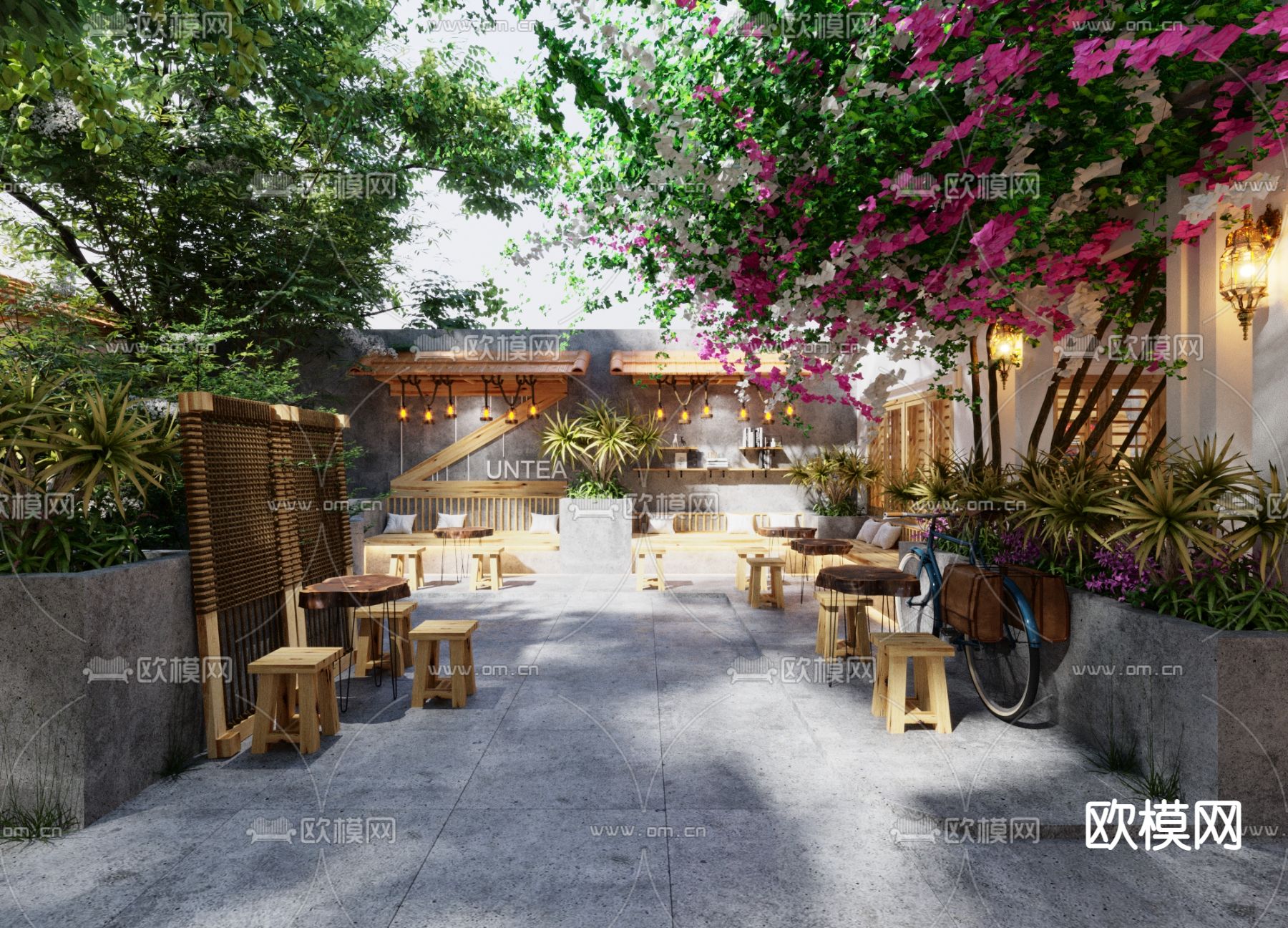 自然风露天咖啡厅3d模型下载（渲染图3）