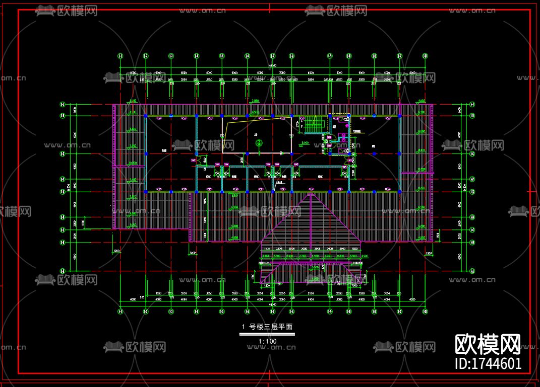 图书馆建筑cad施工图下载（渲染图5）