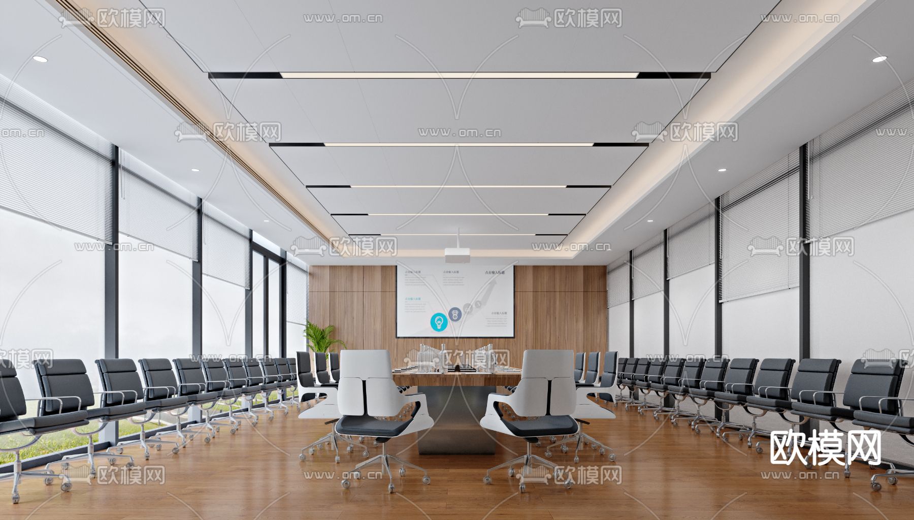 现代会议室休息室3d模型下载（渲染图1）