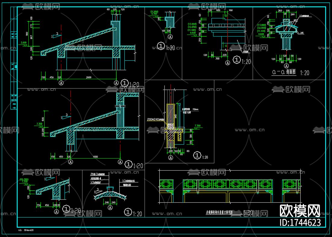 古建筑cad施工图下载（渲染图4）