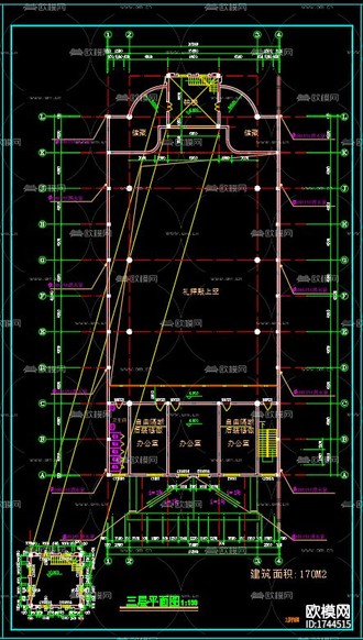 教堂建筑cad施工圖下載(渲染圖9)