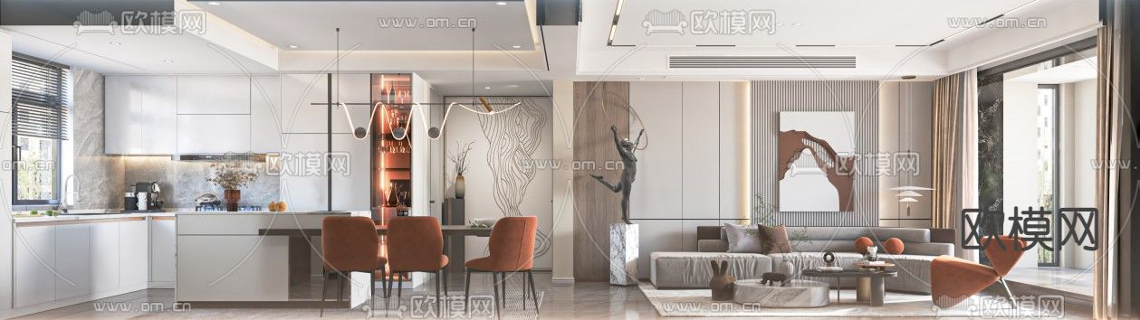 现代客餐厅免费3d模型