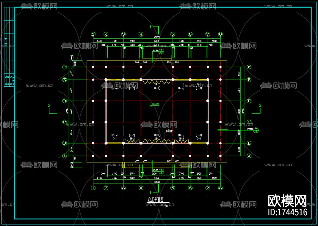 古殿建筑cad施工图下载（渲染图8）