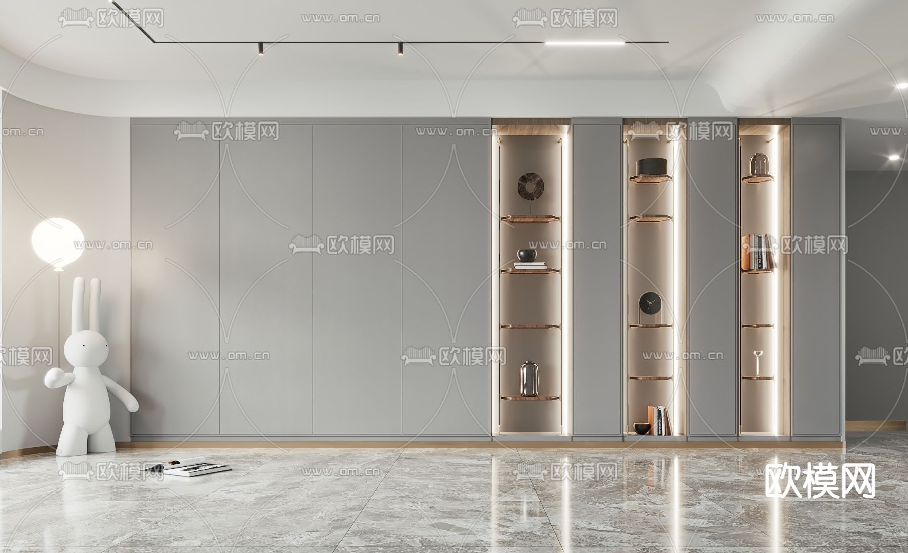 现代轻奢装饰柜3d模型下载（渲染图1）